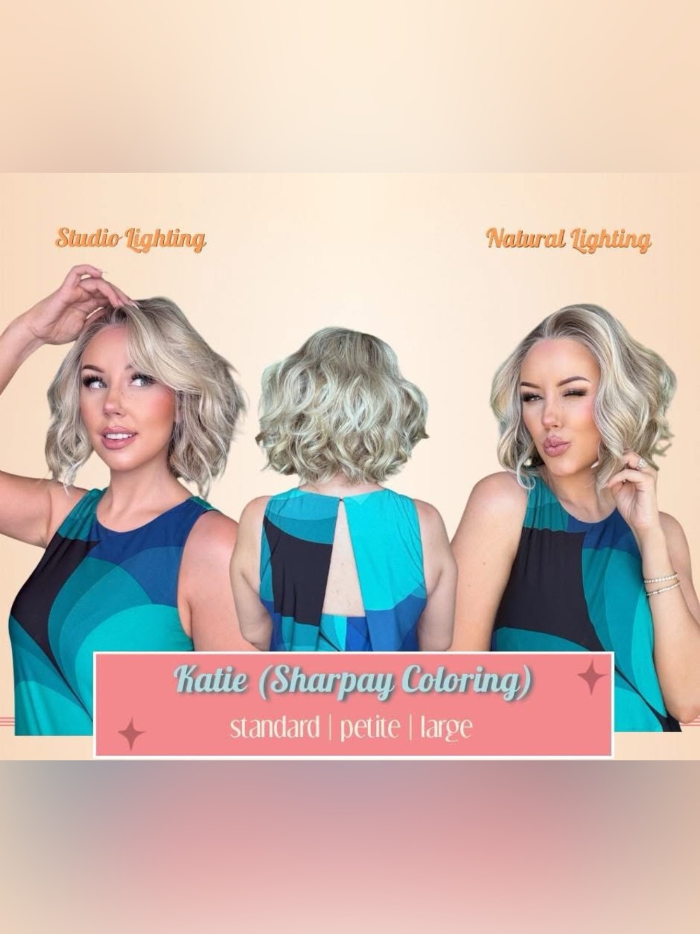 Katie Short Wavy Wig in Blonde (Sharpey Coloring)